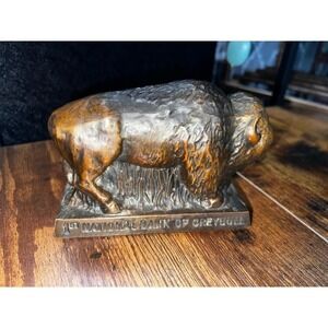 Banthrico Vintage Buffalo Coin‎ Bank 1st National Bank of Greybull Bronze Metal